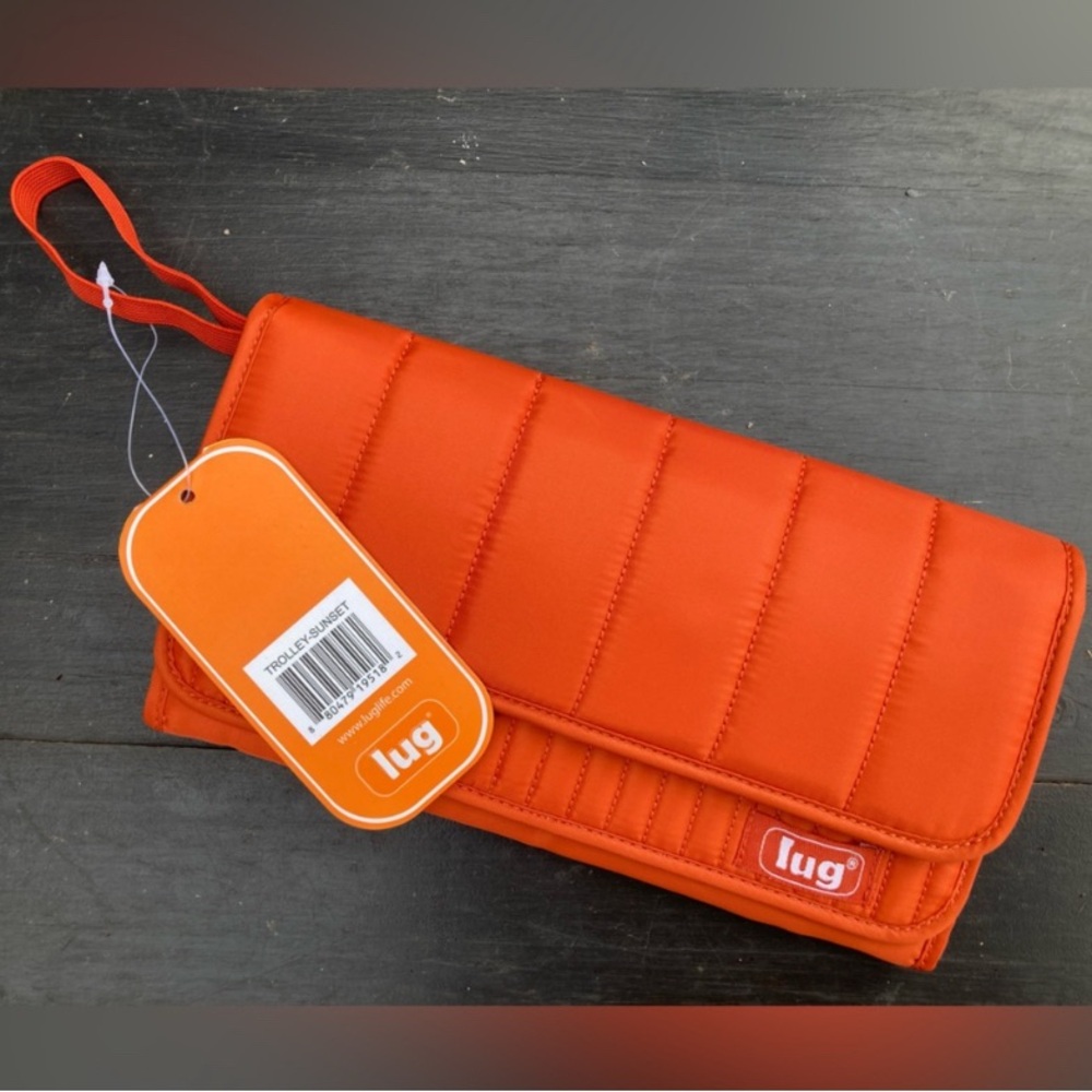 NWT LUG Trolley travel wallet wristlet - SUNSET orange - PHONE FITS INSIDE!